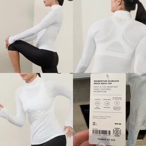 Athleta White Mock Neck Short Sleeve Top